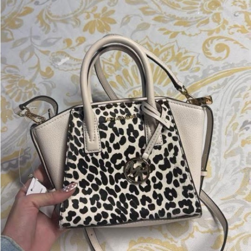 Michael Kors Black and Cream Leopard Mini Bag